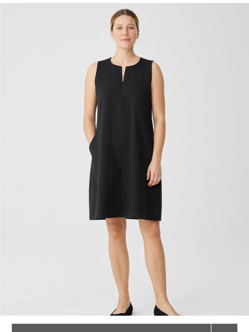 EUC EILEEN FISHER Cotton Blend Ponte Zip-Up Dress Easy Fit, Knee Length